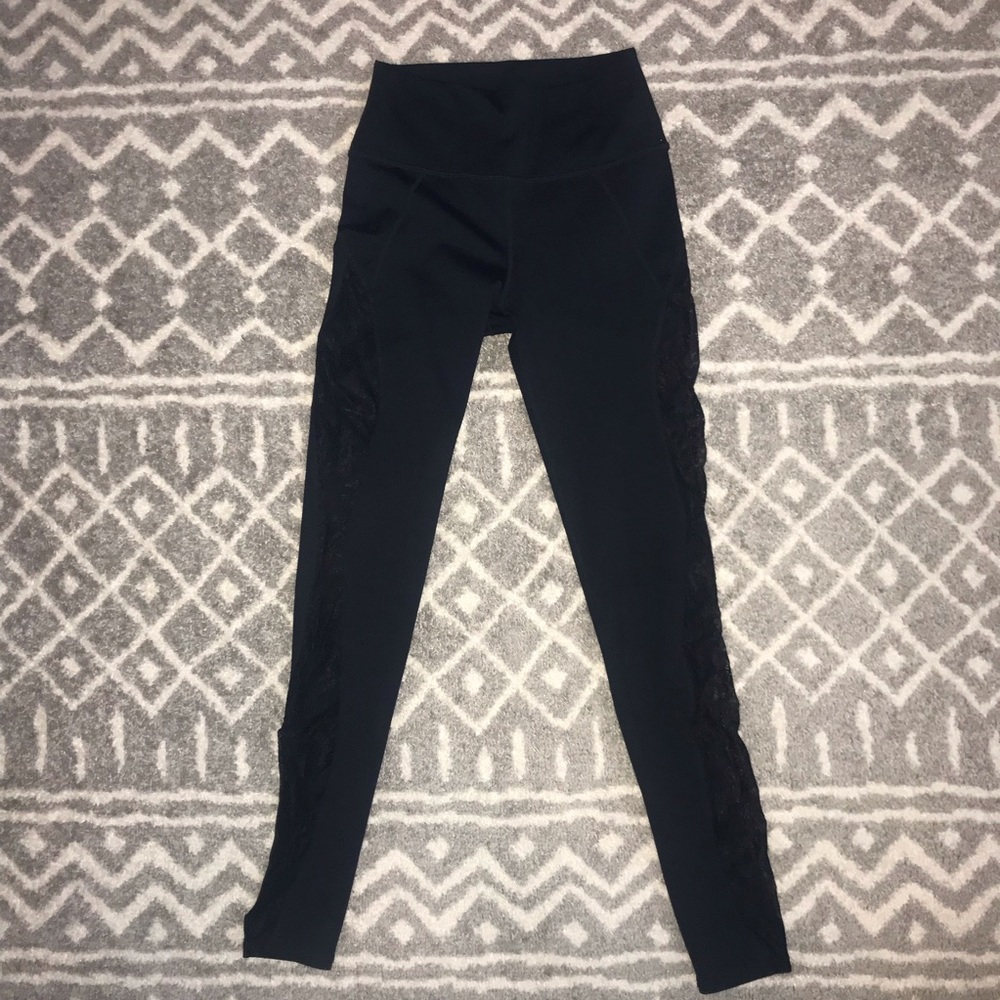 Black High Waisted Fabletics Leggings with Lace